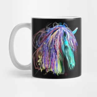 Colorful Rainbow Tribal Horse Head Art Design Mug